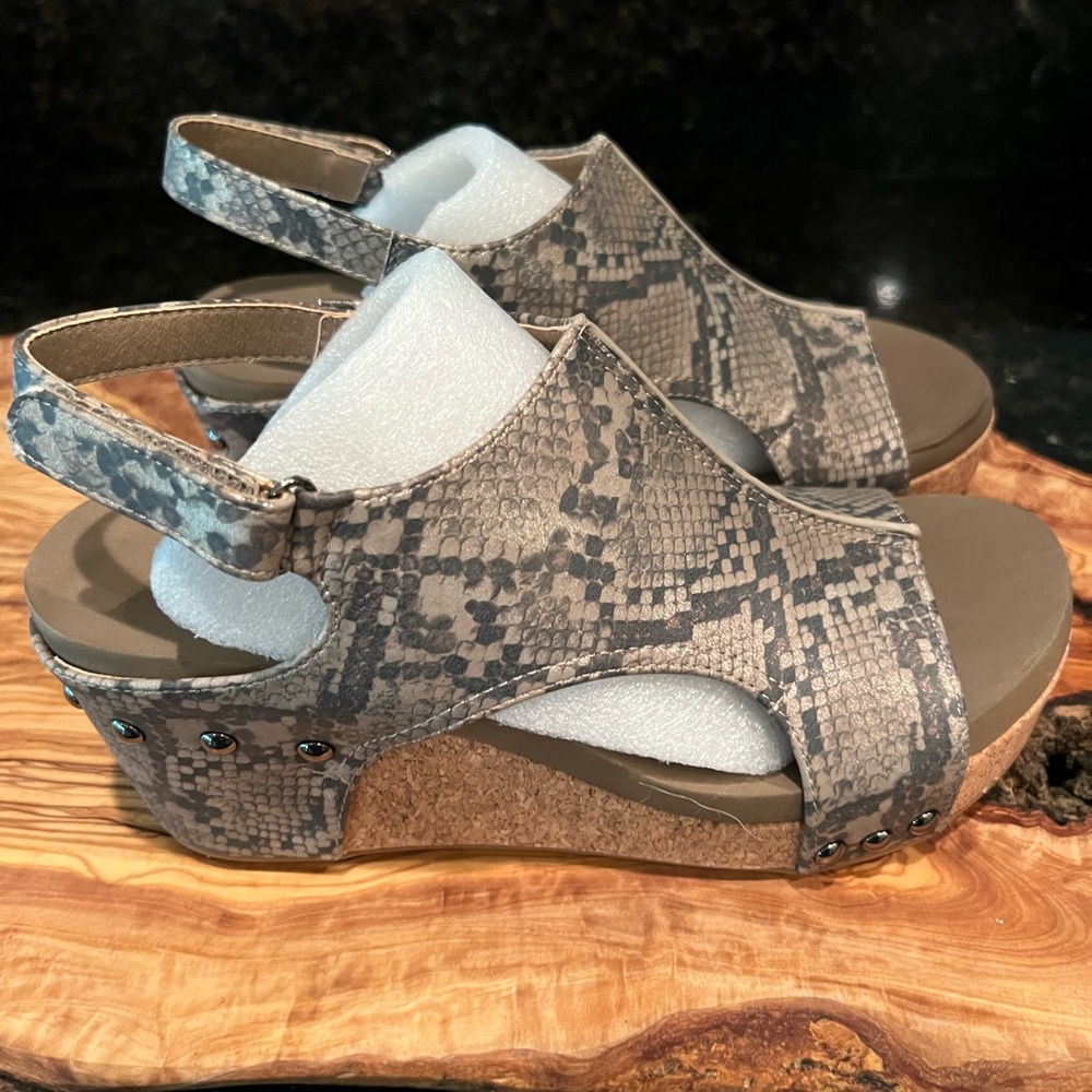 New corkys Carly snakeskin platform